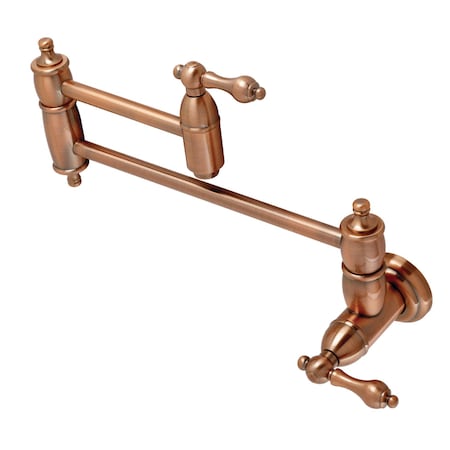 Kingston Brass KS310ALAC Restoration Wall Mount Pot Filler Kitchen Faucet, Copper KS310ALAC